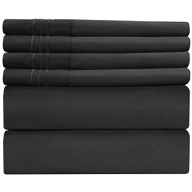 California King Size Sheet Set - 6 Piece Set - Hotel Luxury Bed Sheets - Extra Soft - Deep Pockets - Easy Fit - Breathable & Cooling - Wrinkle Free - Comfy - Black Bed Sheets - Cali Kings Sheets