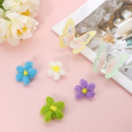 Atifober Flower Butterfly Shoe Lace Charms for Sneakers, Cute Shoelace Charms Embroidery Butterfly Charms Colorful Summer Flower Shoe Charm Diy Sneakers Accessories Shoe Jewelry for Women 6 Pcs