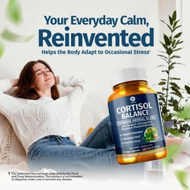 1 Body Cortisol Support for Women & Men – Ashwagandha, Phosphatidylserine & Saffron – Stress Relief, Calm Mood, Balanced Energy & Sleep Support – Vegan
