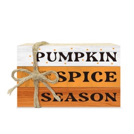 Fall Decorative Books For Home Decor, Fall Faux Wood Book Stack Decors, Pumpkin Spice Season Book Decor, Thanksgiving Stacked Display Book For Home Book Shelf Nightstand Display, Three Pieces -B03