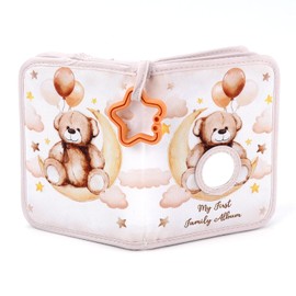 Baby Photo Album, First Photo Album for Baby Holds 17 4 x 6 Photos First Family Picture Cute Bear Album Soft Cloth Memory Record Baby Picture Book for Newborn Toddler Baby Shower Gifts