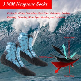 YDQUANI Short Camouflage Wetsuit Socks, 3 mm Neoprene Sock, Thermal Non-Slip Diving Socks for Women Men Snorkelling Open Water Swimming Surfing