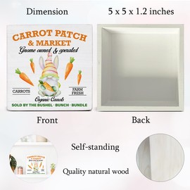 Easter Decor Bunny Easter Decor Carrot Patch Wood Sign Home Kitchen Desk Tabletop Shelf Decor Easter Decorations 5 x 5 Inches