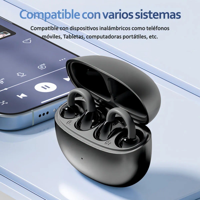 HOLFILL Audfonos Bluetooth 5.4 Clip Ear para Gaming y Deporte