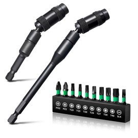 Litorange Pack of 2 1/4 Inch Magnetic Flexible Bit Holder, 90 mm + 145 mm Swivel Bit Tip Holder with 25 mm Long Bits, 20 Degree Rotating Bit Extension for Narrow Spaces or Corners