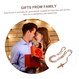 Levemolo Vintage Prayer Beads Rosary Necklace Cross Design Beads Necklace Decorative Prayer Rope Craftsmanship