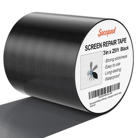 Secopad Black Window Screen Repair Tape, 3IN X 25FT (300IN) Screen Repair Kit for Windows or Doors, Strong Adhesive Patch Kit Fiberglass Mesh Tape