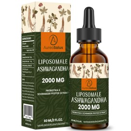Liposomal Ashwagandha Drops 2000 mg, Natural Ashwagandha Root Extract, with Black Pepper and Probiotics, Vegan (60 ml (Pack of 1)