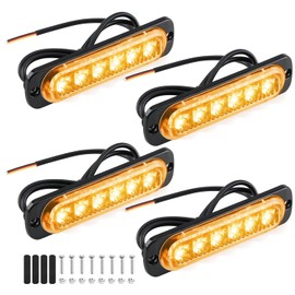 Pack of 4 Front Flash LED 12 V/24 V Penetration Light Strobe Orange 16 Modes Flash Light Car Warning Light Waterproof IP65 with 6 LEDs for Cars Trucks ATV UTV Pickup Vehicles