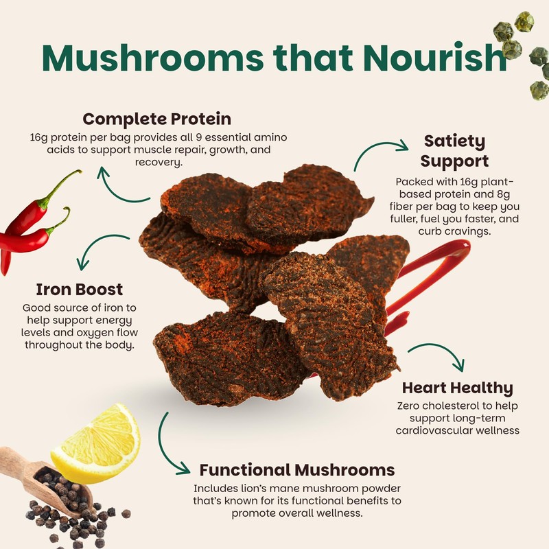 Mourish Vegan Mushroom Jerky, Variety Pack, 3 Pack (2 oz),