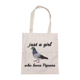 MBMSO Pigeon Tote Bag just a Girl who Loves Pigeons Gifts for Women Pigeon Lover Gift Shoulder Shopping Bag Bird Owner Gifts, Pigeons Tote Bag, One Size