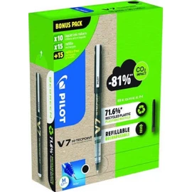 Pilot Greenpack V7, Eco, 0.7mm, Black, 10 Pens and 30 Refills
