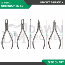 DawnProMed 14 Pcs Orthodontic Instruments Tools Set of German Grade Height & Boone Gauge