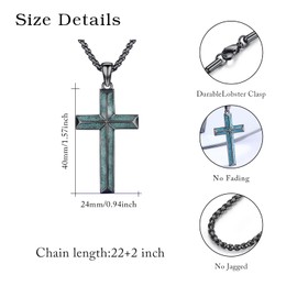 Lfkk Black Cross Necklace for Men 925 Sterling Silver Turquoise Cross Pendant Religious Protection Amulet Jewelry Gifts