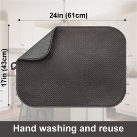 FULL BE DARE 2-Pack Dark Gray Dish Drying Mat 18 x 24 inches – XL Drying Matt Kitchen Counter,Dish Drying Mats for Kitchen Counter, Super Absorbent, Anti-Slip, Fast Drying, Kitchen Must-Have
