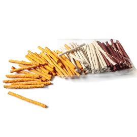 Palitos de Carnaza para Perro, 100 Piezas, Variedad de Colores Marrón, Blanco y Amarillo