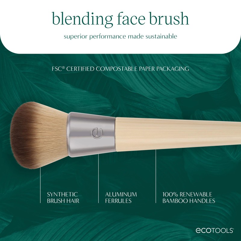 EcoTools Blending Face Makeup Brush, For Liquid & Cream Foundation,