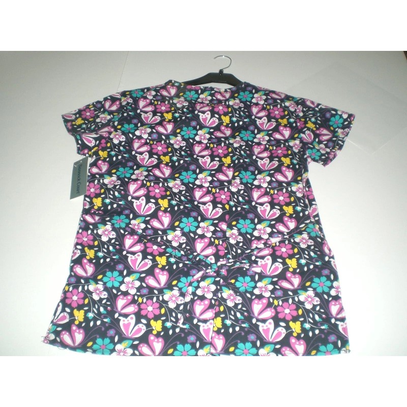 BANNOCK COURT WOMEN SCRUB TOP FLORAL SIZE EXTRA SMALL
