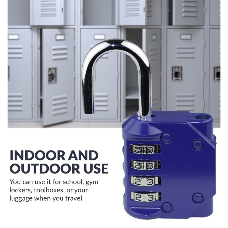 Newhouse Hardware Steel Waterproof 4-Digit Combination Lock Blue NHH-NUMLK-BLU, Combination