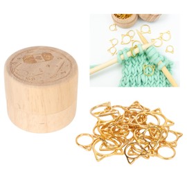 30Pcs Cat Ear Shaped Stitch Markers, Gold DIY Knitting Utensils Set Cute Stitch Marker Rings for Crocheting DIY Craft Project