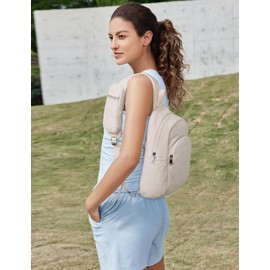 G4Free Crossbody Bag for Women Casual Sling Backpack Fashionable Shoulder Chest Fanny Packs Beige