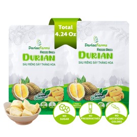 DARLAC FARMS Freeze Dried Durian Bites Pack 2 (0.7 Oz x 6 Counts), Premium Organic Crispy Crunchy Natural Healthy Fruit Snacks for Kids & All Ages, No Sugar Added