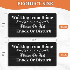 Working Sign for Door Please Do Not Knock or Disturb Hanging Sign for Front Door Double-Sided Hanger Plaque for Home Living Room Bedroom Wall Decor 10x5 Inches PVC Hanging Plaque