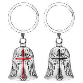 QZKJQDD Motorcycle Bell, 2 Pcs Guardian Bell for Motorbikes, Metal Alloy Motorbike Luck Riding Bell, Portable Biker Gifts for Outdoor, Guardian Riding for Motorcycle Riders (Black, Red)