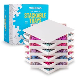 10 Puzzle Sorting Trays with Lid | Portable Puzzle Accessories Black Color Makes Pieces Stand Out to Better Sort Patterns, Shapes and Colors | for Puzzles Up to 2500 Pieces (White)