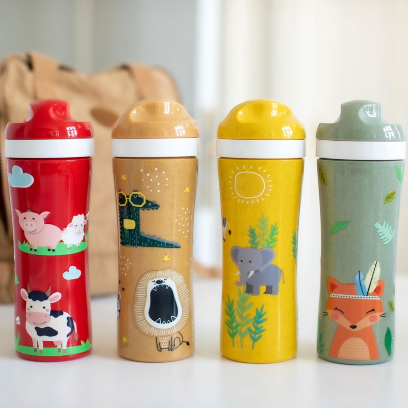 Koziol Oase Zoo Water Bottle 425 ml Nature Wood 1460702