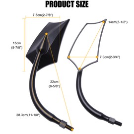 DREAMIZER Universal 8mm/10mm Black Irregular Shape Motorcycle Rear View Mirrors Compatible with Harley Cruisers Sportster Softail Touring Road King Road Street Glide