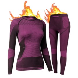 UNIQUEBELLA Womens Thermal Underwear, Thermal Base Layers Women - Ski Wear Ladies Compression Athletic Long Johns Skins Set Red