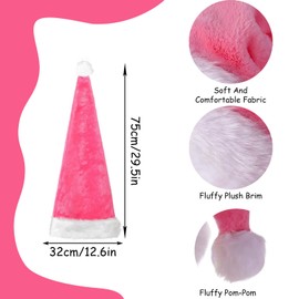 Pack of 2 Christmas Hats, Santa Hat, Children's Plush, 38 cm Plush Santa Hat with Double Velvet for Christmas Parties, Comfortable, Thick, Classic Santa Hat for Festive Parties in the New Year