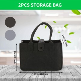 Pack of 2 Felt Shopping Bag, Felt Shopper, Foldable Felt Bag, Shopping Basket, Felt Bags Bag for Shopping, Foldable Handbag Shopping Bag for Storage (30 x 20 x 18 cm), Felt bag shopping bag