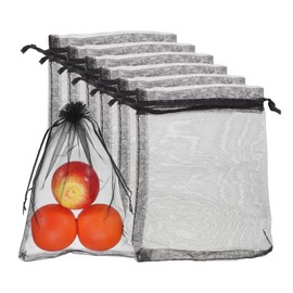uxcell 50Pcs Fruit Protection Bags, 7.9x5.9inch Garden Netting Cover Bag with Drawstring Bird Barrier Bags for Plant Fruit Flower Vegetable, Black