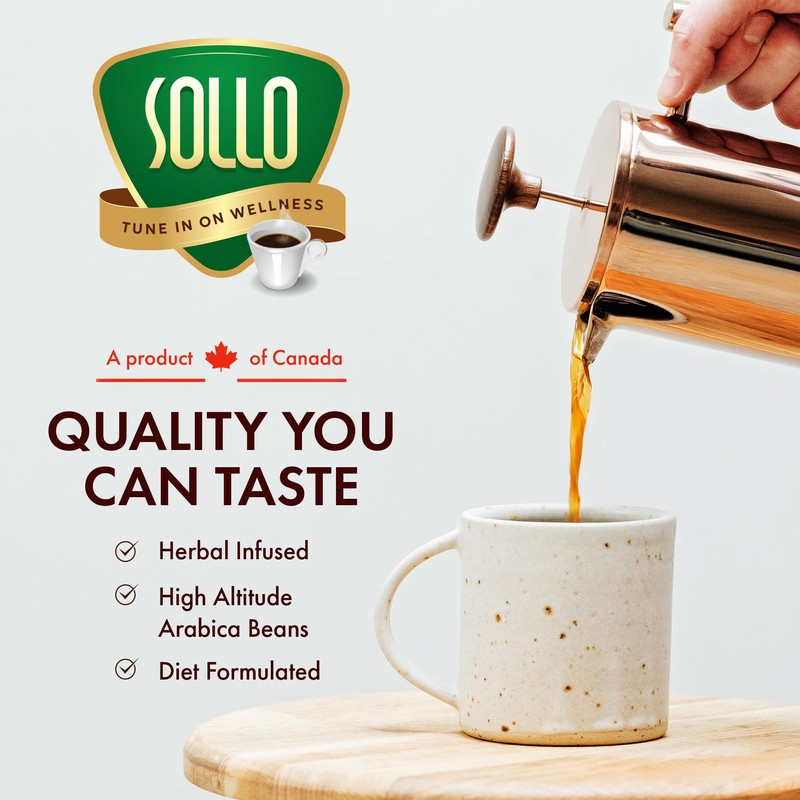 Sollo Detox Infused Ground Coffee Blend, Healthy Body Support, Dark