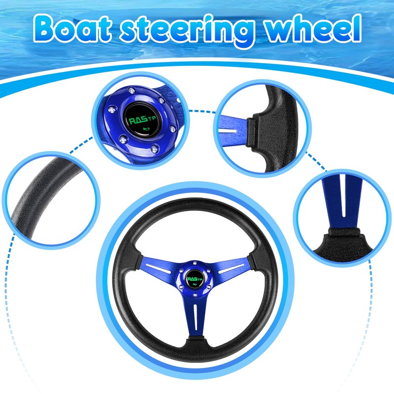 RASTP 13.8 Inch Boat Steering Wheel with 3/4“ Axle Marine