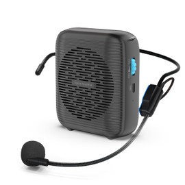 (Black)Portable Rechargeable Voice Amplifier,Wired Microphone Headset and Waistband,Bluetooth and AUX, for teachers, coaches, tour guides, presentations, and meetings with a large number of attendees