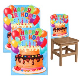 2 Pcs Birthday Chair Cover for Kids Classroom Seat Covers Folding Chair Covers for Kids Adults Class School Home Office Birthday Party Decorations