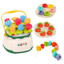 ENIKMOSD Montessori Flower Garden Toy from 1 Years, Montessori Plug-In Game, Threading Games from 1 2 3 4 5 Years, Motor Skills Toy, Educational Toy, Sorting Game for Children from 18 Months