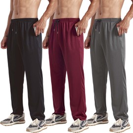 ZH 3-Pack Men's Sweatpants，Comfortable Athletic Jogger Pants with Pockets for Active Wear
