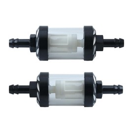 XINXUSONG 2pcs Universal 9747 Inline Fuel Filter With Chrome Hose Barb With Clear View Glass 5/16 inch (Black)