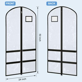Paterr 10 Pcs 50 Inch Clear Dance Costume Garment Bag Plastic Garment Cover for Dance Competitions, with Zipper Multiple Pockets for Dancers Hanging Clothes Organizer Travel Storage(Clear Black)