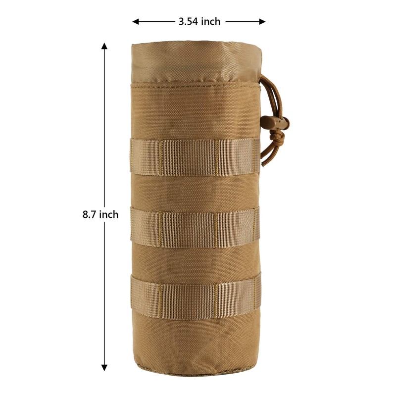 FRTKK Tactical MOLLE Water Bottle Pouch with Drawstring Open Top