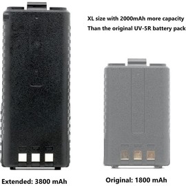 UV 5R  3800mAh BL-5 Rechargeable Walkie Talkie  Replacement for  UV-5R BF-F8HP (2 Pack) - Color: 1 Pack - Black