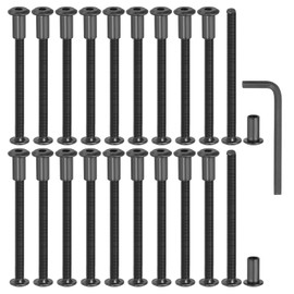 MECCANIXITY Hex Drive Socket Cap Bolt, 20 Set Binding Screw Posts Fit for 5/16"(8mm) Hole Dia Male M6 x 100mm Carbon Steel Binding Bolts with Wrench for Leather Scrapbook, Black Oxide