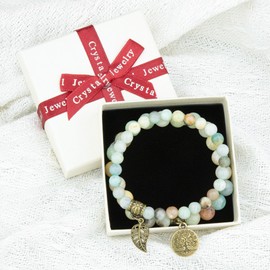 JUZICHEN Chakra Women's Yoga Bracelet with Tree of Life, Boho Bracelets Colourful Natural Stone Bracelet Women's 16-25 cm, Gemstone Bracelet for Women Men (G), Stone, Stainless Steel