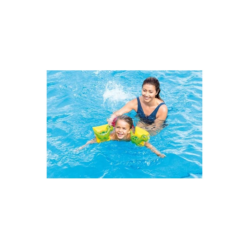 INTEX Floaty 56664 Dinosaur Inflatable Arm Band (Yellow x Green/FF/Jr)