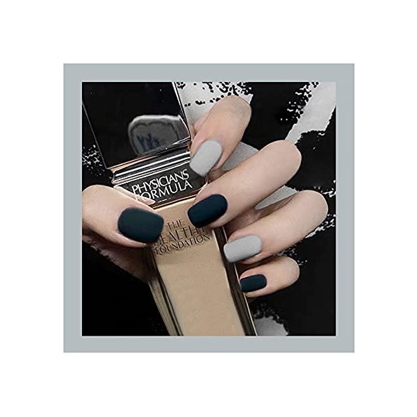 24 Pcs Nails Pure Color Nail Tips Glow Matte Texture