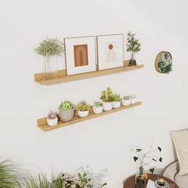 Axeman 30 Inch Floating Shelves for Wall | Picture Ledge Shelf Set of 2 | Rustic Oak Picture Shelf for Wall with Ledge | Floating Shelves with Lip | Photo Ledge Shelves for Books Album Records